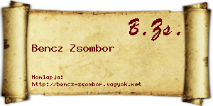 Bencz Zsombor névjegykártya